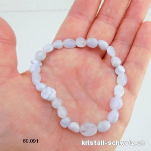 Armband Chalcedon blau 5 - 7 mm,  elastisch 19 cm