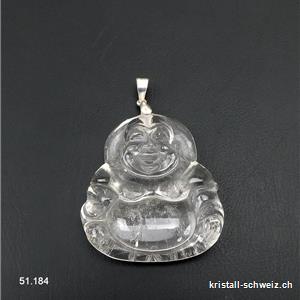 Anhänger Bergkristall Buddha mit Silberöse 925. A-Qual.