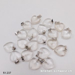 Anhänger Bergkristall Herz 1,5 cm mit Metallöse versilbert. SONDERANGEBOT