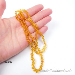 Halskette Bernstein Honig geknotet, Freiform 5-8 mm, 45 cm