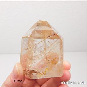 Rutil - Bergkristall, polierte Spitze 6 x 5,5 x 3,5 cm. Unikat 186 grammes