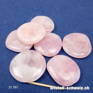 Rosenquarz hell, flach 4,5 - 5  cm x 1 cm dick, Grösse XL