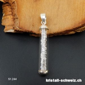 Anhänger Herkimer Diamant Doppelender an 925er Silber, 4 x 0,7 cm