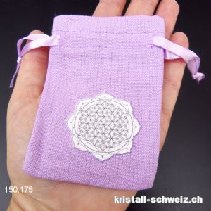 Baumwoll-Beutel lila Mandala - Blume des Lebens, ca. 10 x 6,5 cm