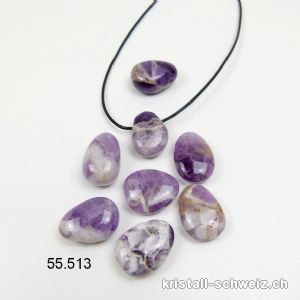 Amethyst-Quarz gebohrt  ca. 2,5 cm mit Lederband. SONDERANGEBOT