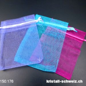 Set 3 Organza Beutel blau-fuchsia-lila 12 x 8,5 cm. SONDERANGEBOT