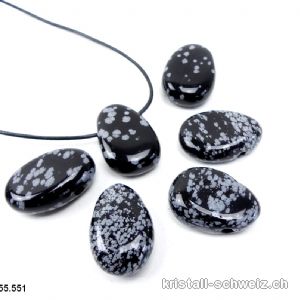 Obsidian Schneeflocken gebohrt mit Lederband