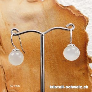 Ohrhänger Mondstein Kugel 10 mm aus 925 Silber rhodiniert