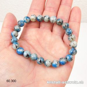 Armband K2 Stein- Azurit-Gneiss 8 mm, elastisch 18,5 cm. Größe M