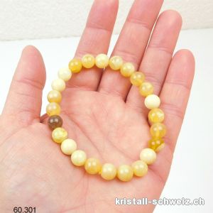 Armband Opal natur gelb 8 mm, elastisch 18,5 cm