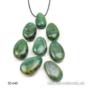 Prasem - Afrika Jade 3 cm, gebohrt mit Lederband. SONDERANGEBOT