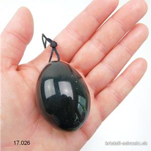 1 Ei Yoni Nephrit Jade dunkel grün-schwarz 5 x 3,5 cm. Grösse XL. Geborht. SONDERANGEBOT