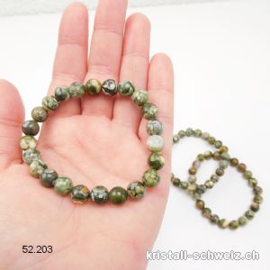 Armband Rhyolith Regenwald grün opalisiert 8,5 mm / 18,5 - 19 cm. Gr. ML