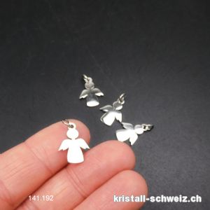 Charm Engel aus Metall versilbert 1,5 cm, mit offenem Ring