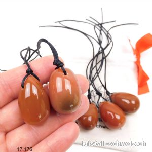 1 Ei YONI Karneol opak 3 x 2 cm. Grösse S. Gebohrt. Sonderangebot
