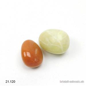1 x Aventurin orange und x 1 Jade Serpentin 2 bis 3 cm. SONDERANGEBOT