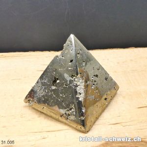 Pyramid Pyrit aus Peru, Basis 6,3 cm x H. 6 cm. Einzelstück 407 Gramm