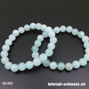 Armband Aquamarin 8 - 9 mm, elastisch 18 cm. Grösse M