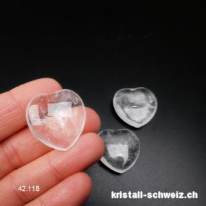 Herz Bergkristall 2,5 cm, flach. Sonderangebot