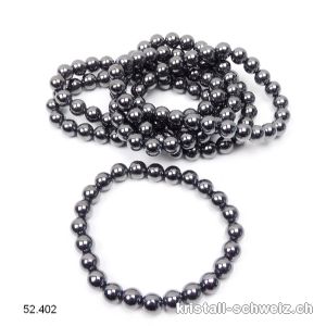 Armband Hämatit 8 mm, elastisch 18,5 - 19 cm