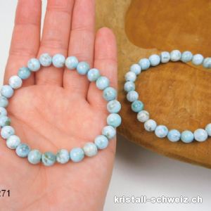 Armband Larimar blau-grün 7 mm / 18,5 cm. Sonderangebot