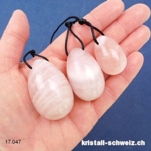 Set 3 YONI Eier Rosenquarz, Gebohrt. SONDERANGEBOT