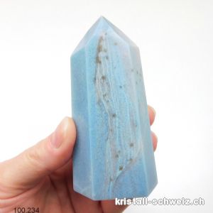 Blau Quarz mit Troilit, Obelisk 8,8 cm. Unikat 184 Gramm