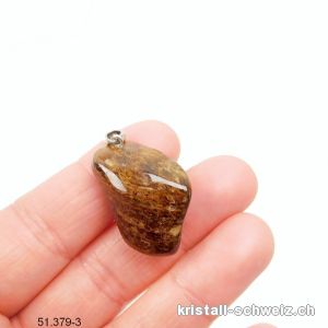 Anhänger Bronzit 3 cm mit Silberöse 925 rhodiniert. Unikat