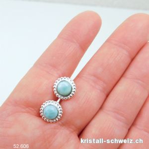 Ohrstecker Larimar Cabochons 10 mm aus 925 Silber