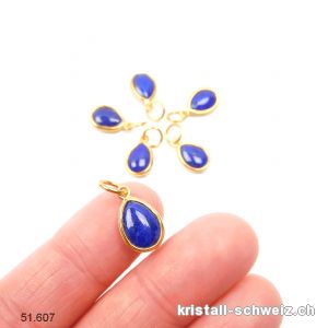 Anhänger Lapislazuli Mini-Tropfen aus 925er Silber vergoldet, 11 x 8 mm