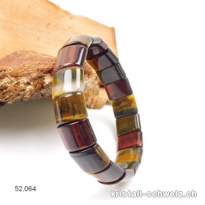 Armband Tigerauge - gold - rot - Falkenauge 1 x 1,5 cm, elastisch 19 cm