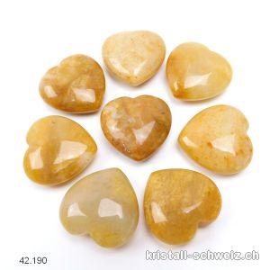 Herz Jade gelb-beige 3 x 3 x 1,2 cm. AB-Qual. SONDERANGEBOT