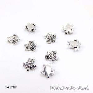 Zwischenteil Schildkröte aus Metall versilbert 10 x 10 x dick. 3,5 mm