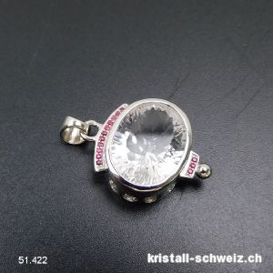 Anhänger Bergkristall u. Rubine aus 925 Silber rhodiniert