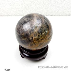 Kugel Mondstein schwarz aus Madagascar Ø 8,5 cm. Einzelstück