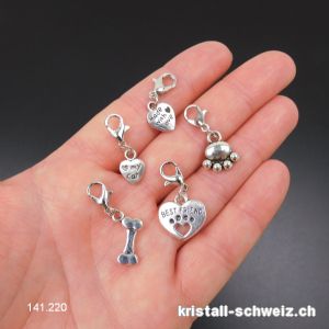 Los 5 Charms 1 bis 1,5 cm und Haken, aus Metall versilbert. SONDERANGEBOT