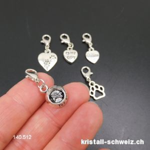 Los 5 Charms 1 bis 1,5 cm und Haken, aus Metall versilbert. SONDERANGEBOT