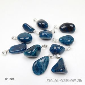 Anhänger Apatit blau 1,7 - 2,3 cm mit 925 Silberöse