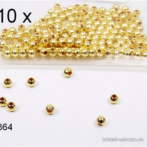 10 Stk - Perlen oder Questschösen 2 mm, 925 Silber vergoldet