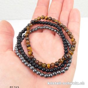 3 Armbänder VERANKERUNG u. SCHUTZ, Tigerauge, Onyx, Hämatit. Sonderangebot