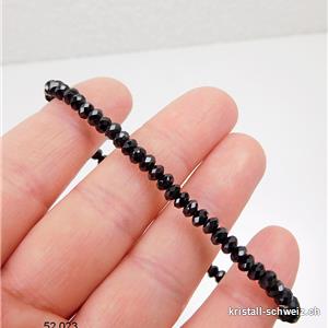 Armband Spinell schwarz facettiert 4 mm, elastisch 19 cm