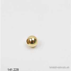 Perle 6 mm / Bohrung 2,4 mm, aus 925 Silber vergoldet