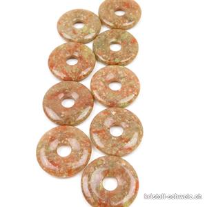 Epidot - Unakit - Granit, Donut 3 cm
