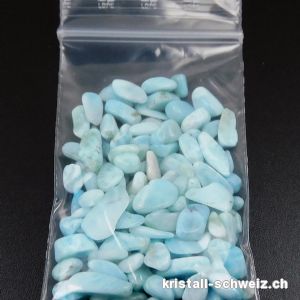 15 Gramm Larimar, Granulat XS ca. 2 bis 10 mm. Sonderangebot