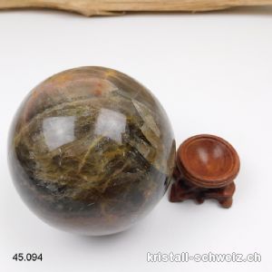 Kugel Mondstein schwarz aus Madagascar Ø 8,5 cm. Einzelstück