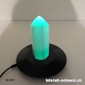 Selenit Spitze mit LED-Leuchthalterung. SONDERANGEBOT