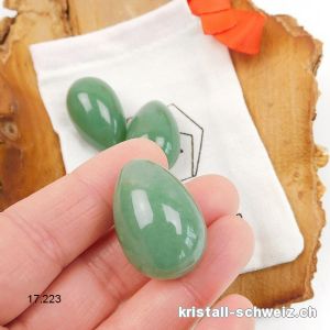 1 Ei YONI Aventurin grün 3 x 2 cm. Grösse S. Ungebohrt