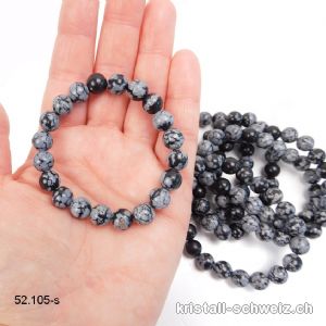 Armband Obsidian Schneeflocken 8 - 9 mm / 16 - 16,5 cm. Grösse S