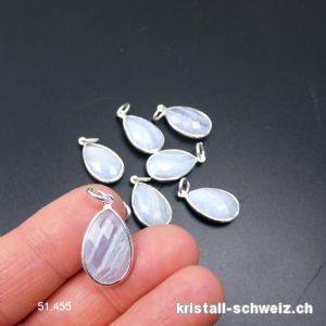 Anhänger Chalcedon blau, Tropfen facettiert aus 925 Silber