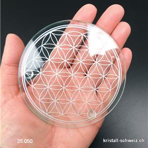 Glas-Untersetzer transparent Blume des Lebens 9 cm